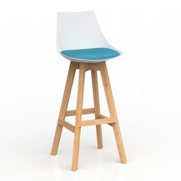 Luna White Barstool with Oak Base